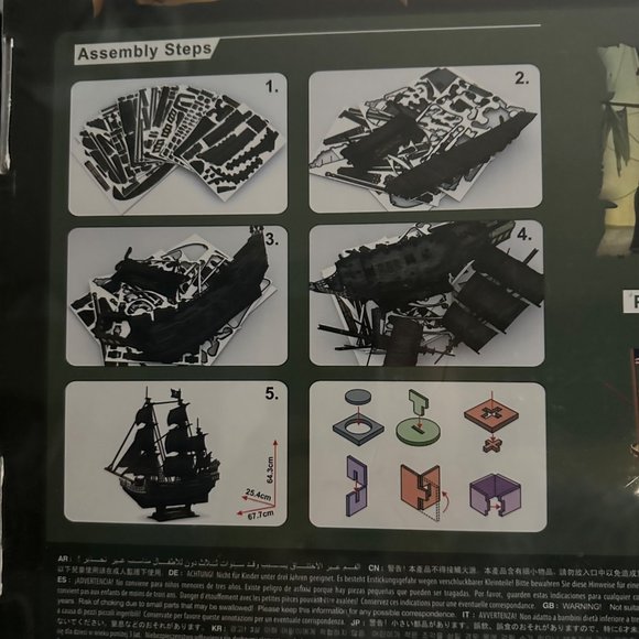 New Sealed in Box LED Queen Anne’s Revenge Blackbeard’s Ship 3D Puzzle 340 Piece - Picture 3 of 8